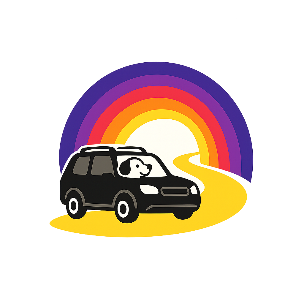 Logo taxi para mascotas camino amarillo